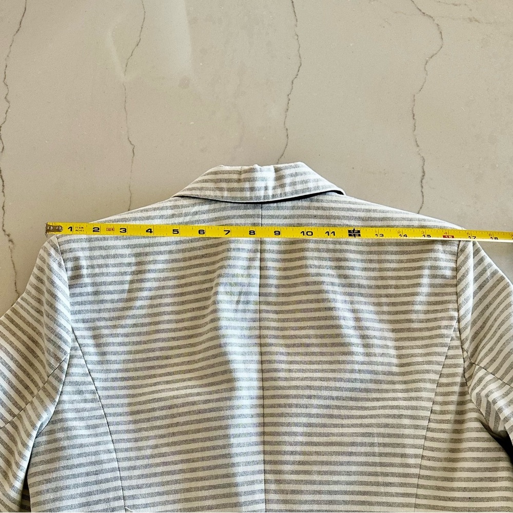 Merona Target Blazer Stripe Cotton Preppy Casual/Business Workwear White/Grey 14 - Picture 7 of 14